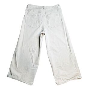H&M Wide Leg Crop Jeans Womens 12 Beige Light Wash High Rise Stretch Denim